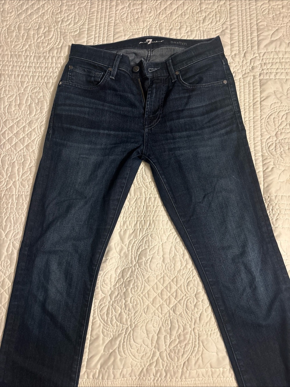 7 For All Mankind Men's Dark Indigo Slim Straight Jeans